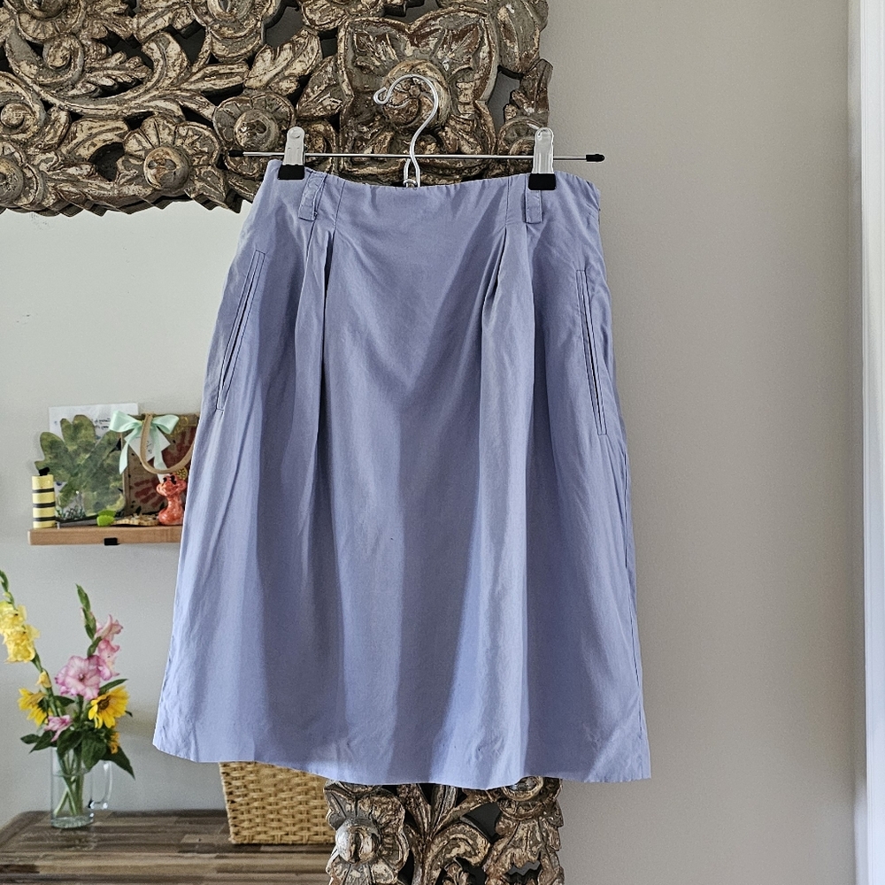 Vintage Preview Collection 100% Silk A-Line Skirt Light Blue Size 6